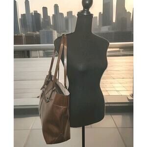 S-zone Brown Leather Tote Shoulder Handbag 17x10x5